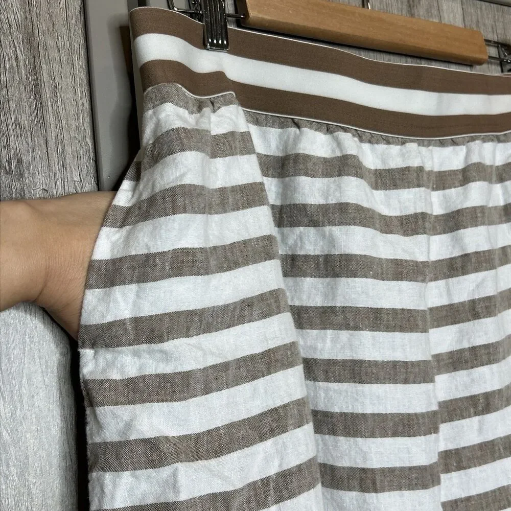 J Jill Love Linen Skirt Size XL Elastic Waist Striped